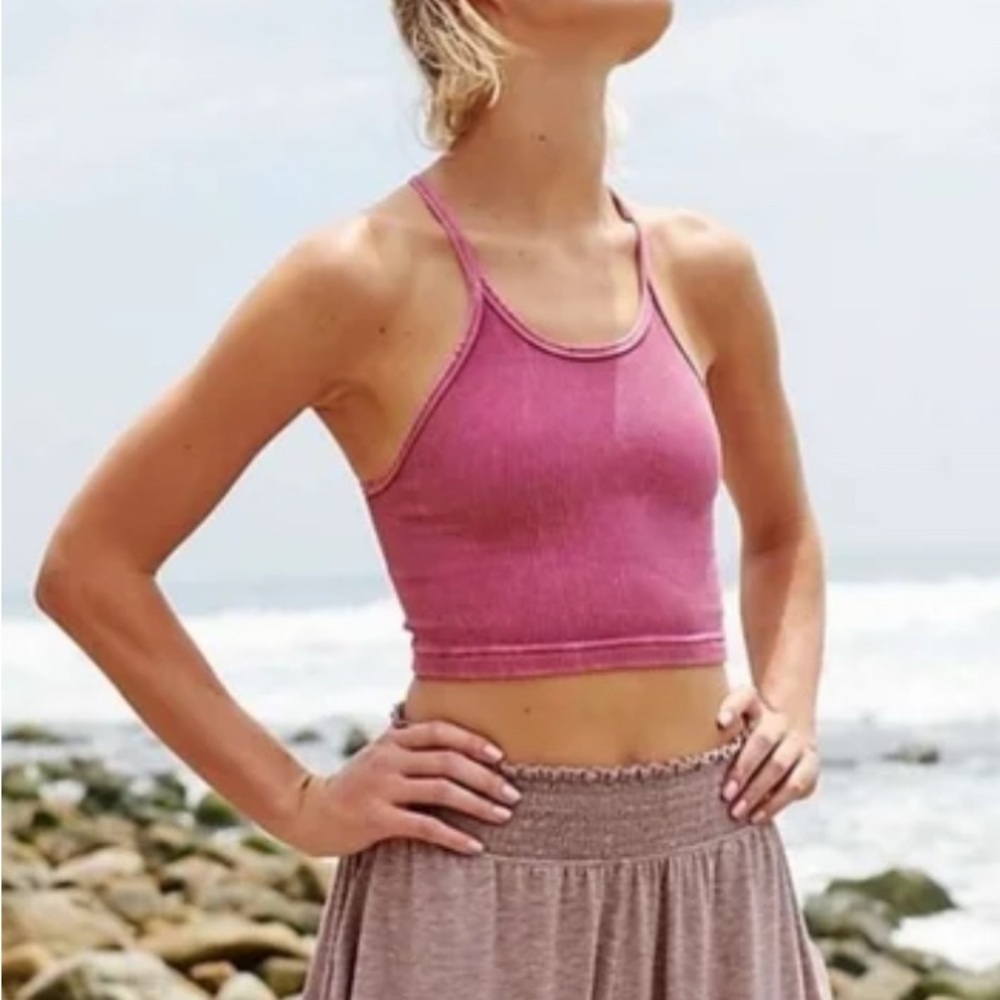 FP Movement Pink Ribbed Crop Top